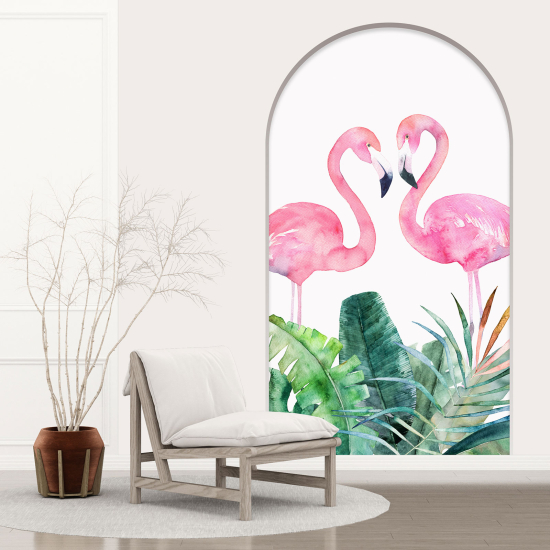 Adesivo Murale - Illusione ottica - Arco - Fenicotteri Rosa