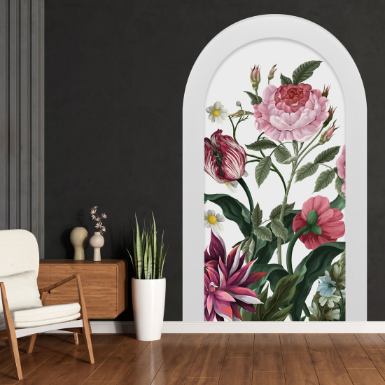 Adesivo Murale - Illusione ottica - Arco - Fiori
