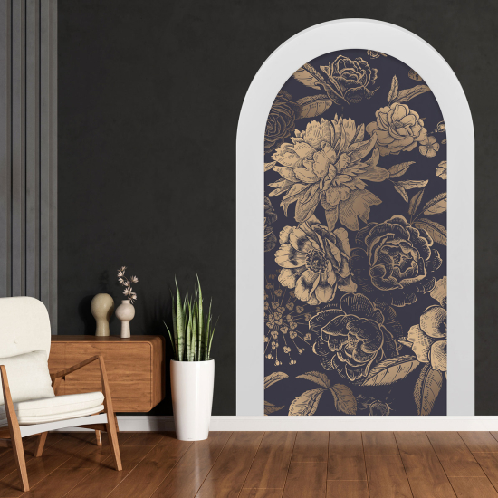 Adesivo Murale - Illusione ottica - Arco - Fiori Farfalle