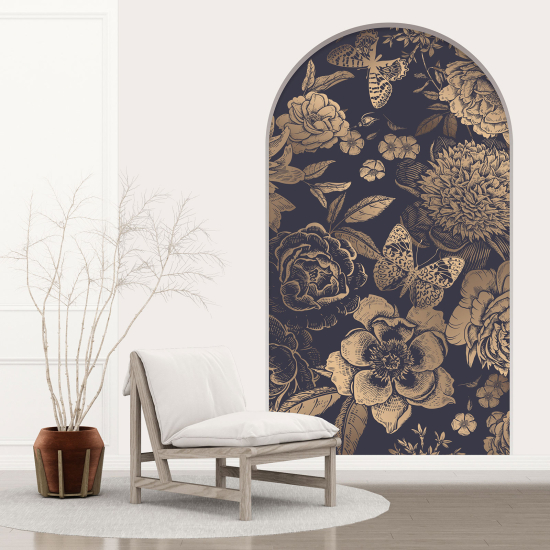 Adesivo Murale - Illusione ottica - Arco - Fiori farfalle