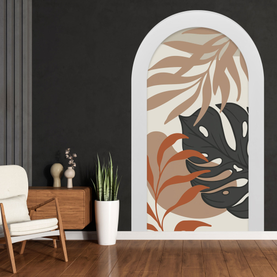Adesivo Murale - Illusione ottica - Arco - Foglie Tropicali