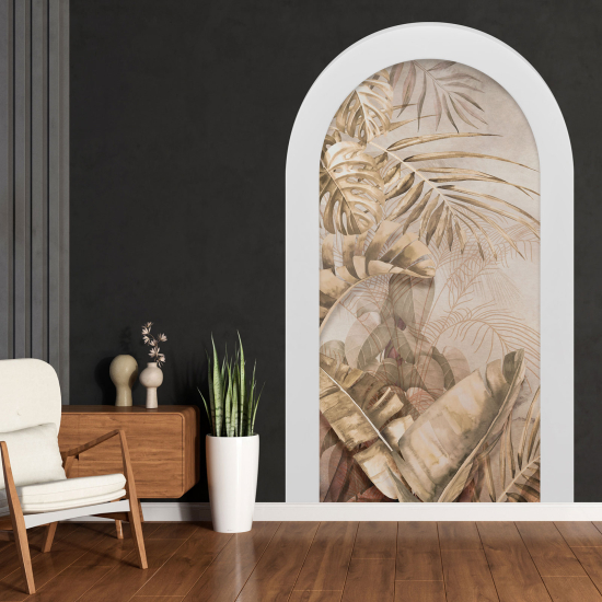Adesivo Murale - Illusione ottica - Arco - Foglie Tropicali