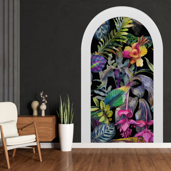 Adesivo Murale - Illusione ottica - Arco - Foglie Tropicali