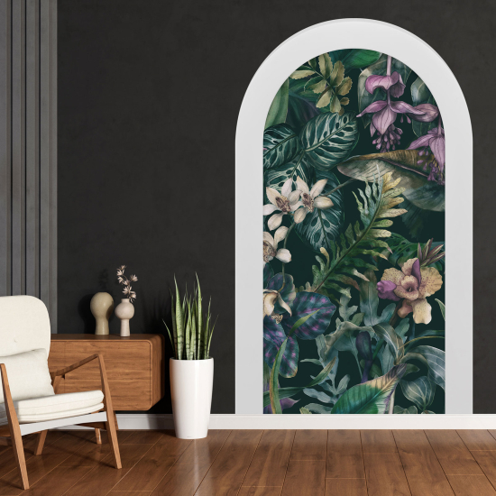 Adesivo Murale - Illusione ottica - Arco - Foglie Tropicali