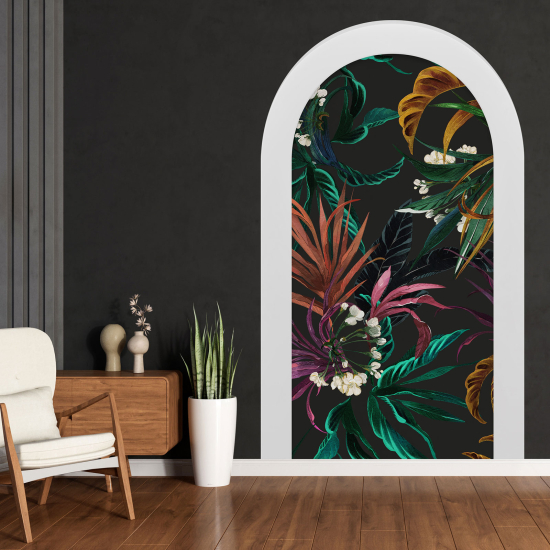 Adesivo Murale - Illusione ottica - Arco - Foglie Tropicali