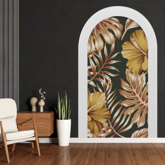Adesivo Murale - Illusione ottica - Arco - Foglie Tropicali