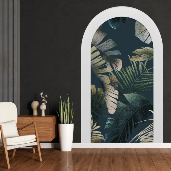 Adesivo Murale - Illusione ottica - Arco - Foglie Tropicali