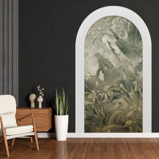 Adesivo Murale - Illusione ottica - Arco - Foglie Tropicali