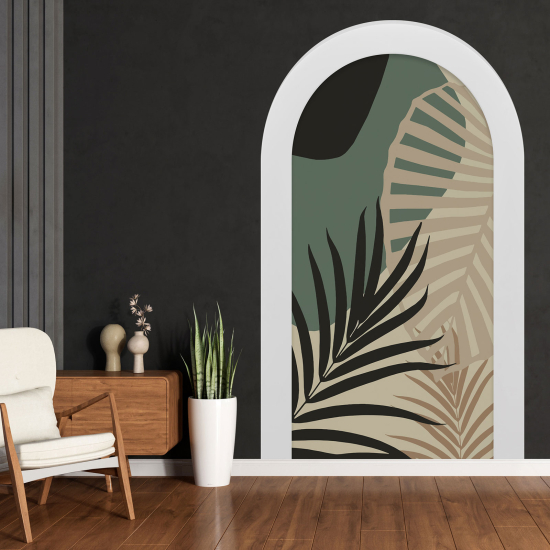 Adesivo Murale - Illusione ottica - Arco - Foglie Tropicali