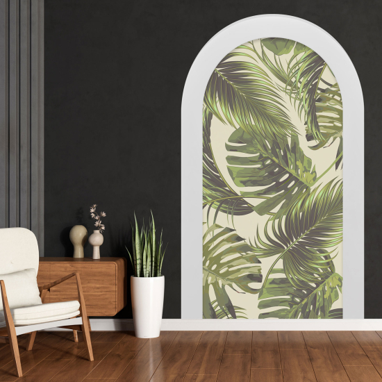 Adesivo Murale - Illusione ottica - Arco - Foglie Tropicali