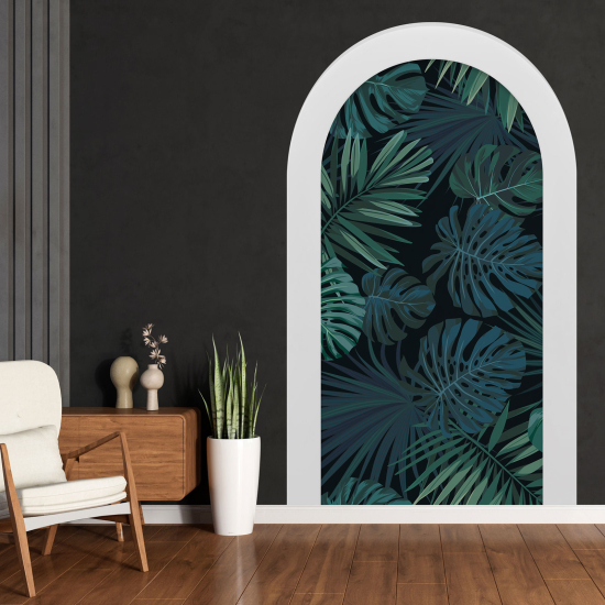 Adesivo Murale - Illusione ottica - Arco - Foglie Tropicali