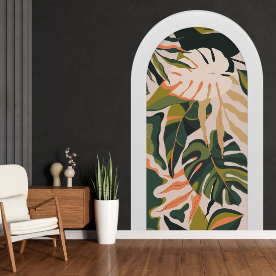 Adesivo Murale - Illusione ottica - Arco - Foglie Tropicali