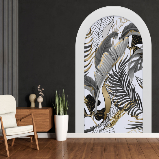 Adesivo Murale - Illusione ottica - Arco - Foglie Tropicali