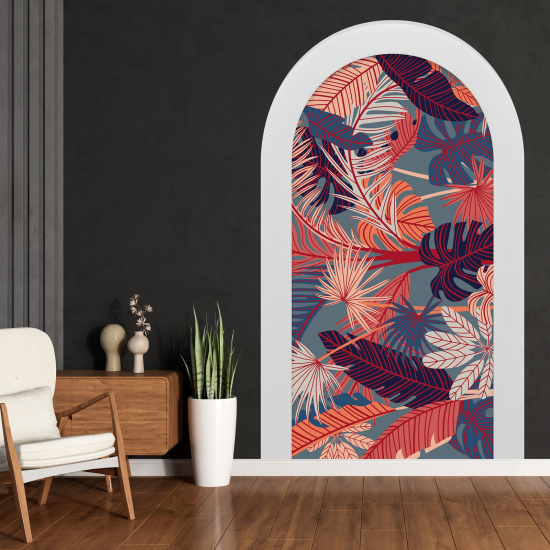 Adesivo Murale - Illusione ottica - Arco - Foglie tropicali