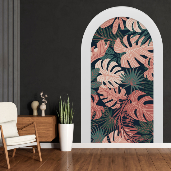Adesivo Murale - Illusione ottica - Arco - Foglie Tropicali