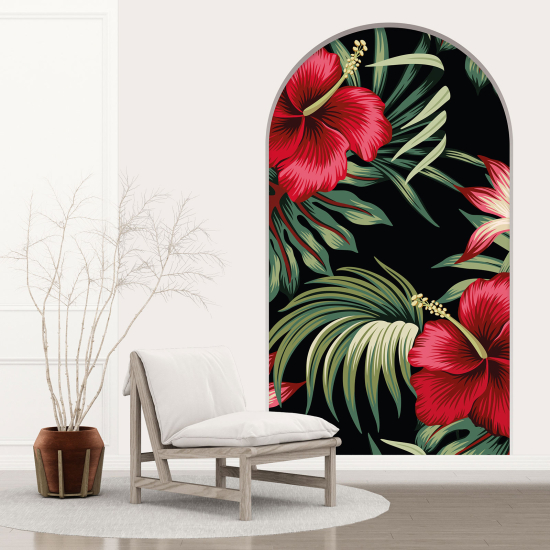 Adesivo Murale - Illusione ottica - Arco - Ibisco Rosso