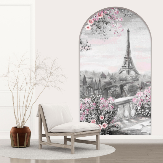 Adesivo Murale - Illusione ottica - Arco - La Torre Eiffel