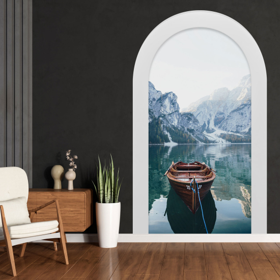 Adesivo Murale - Illusione ottica - Arco - Lago Montagne