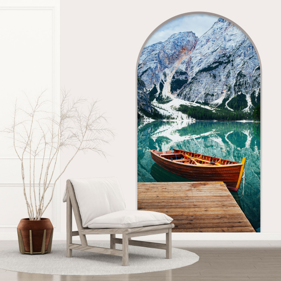 Adesivo Murale - Illusione ottica - Arco - Lago Montagne