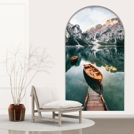 Adesivo Murale - Illusione ottica - Arco - Lago Montagne