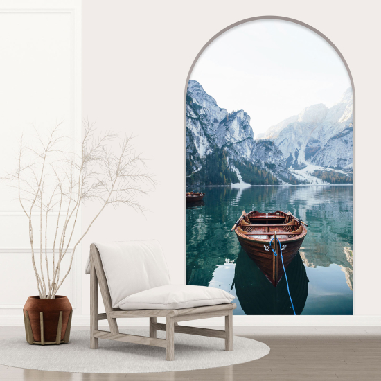 Adesivo Murale - Illusione ottica - Arco - Lago Montagne