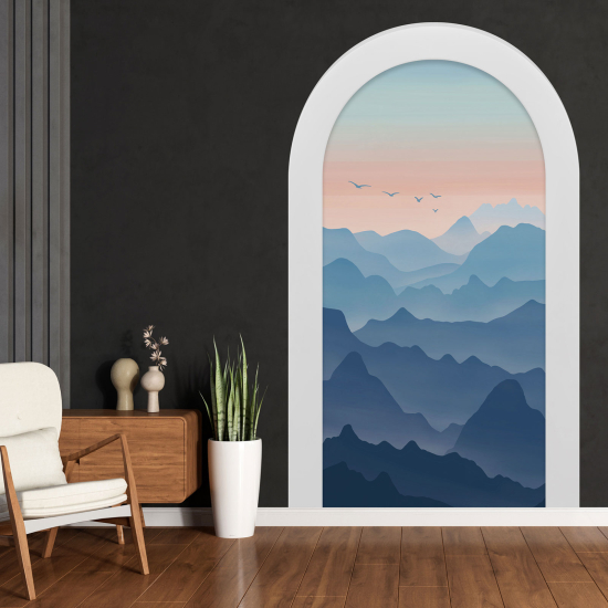 Adesivo Murale - Illusione ottica - Arco - Montagne Boho