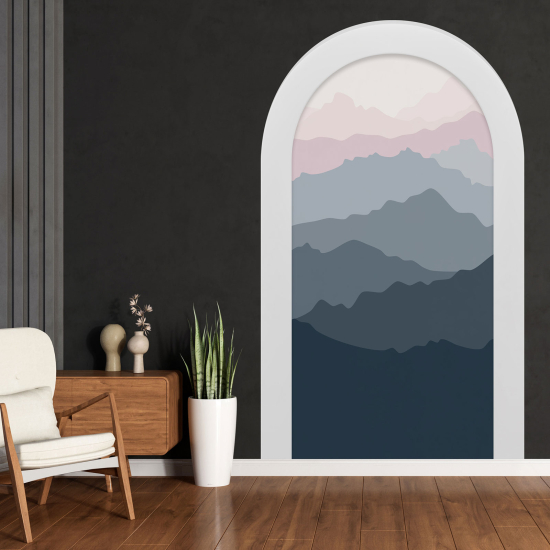 Adesivo Murale - Illusione ottica - Arco - Montagne Boho