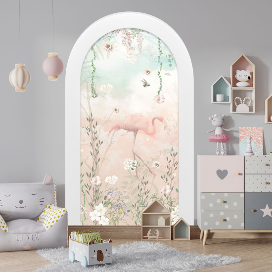 Adesivo Murale - Illusione ottica - Arco per Bambini - Fenicottero Rosa