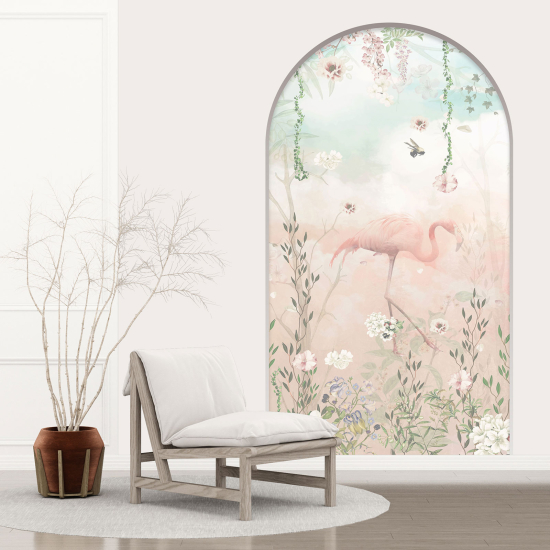 Adesivo Murale - Illusione ottica - Arco per Bambini - Fenicottero Rosa