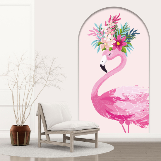Adesivo Murale - Illusione ottica - Arco per Bambini - Fenicottero Rosa