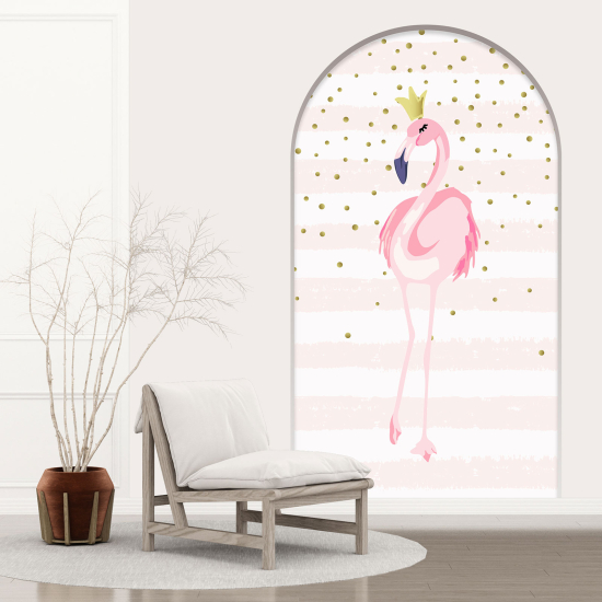 Adesivo Murale - Illusione ottica - Arco per Bambini - Fenicottero Rosa