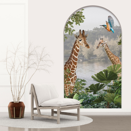 Adesivo Murale - Illusione ottica - Arco per Bambini - Giraffe