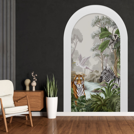 Adesivo Murale - Illusione ottica - Arco per Bambini - Giungla Animali