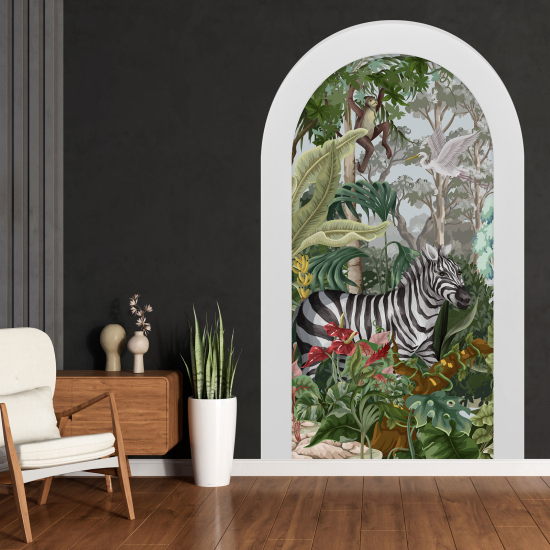 Adesivo Murale - Illusione ottica - Arco per Bambini - Giungla Animali