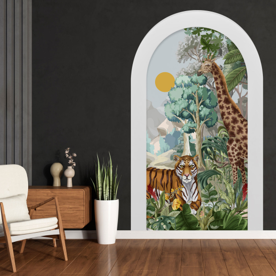 Adesivo Murale - Illusione ottica - Arco per Bambini - Giungla Animali