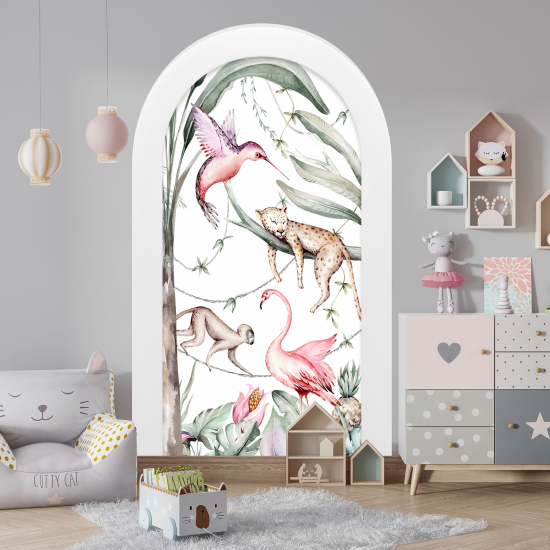 Adesivo Murale - Illusione ottica - Arco per Bambini - Giungla Animali