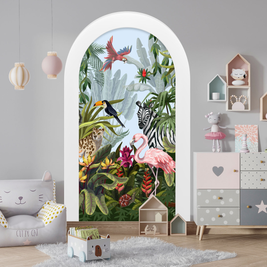 Adesivo Murale - Illusione ottica - Arco per Bambini - Giungla Animali