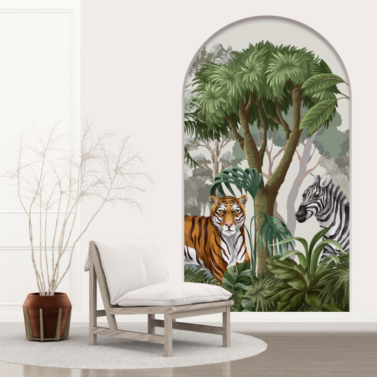 Adesivo Murale - Illusione ottica - Arco per Bambini - Giungla Animali