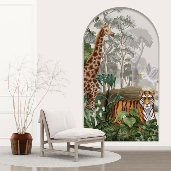 Adesivo Murale - Illusione ottica - Arco per Bambini - Giungla Animali