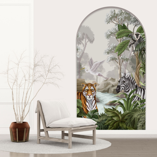 Adesivo Murale - Illusione ottica - Arco per Bambini - Giungla Animali