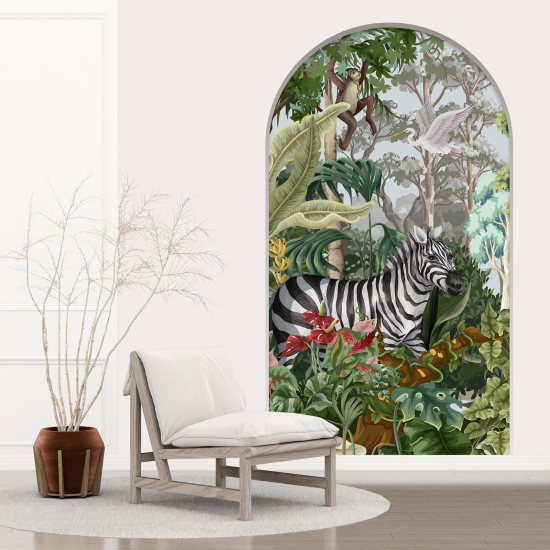 Adesivo Murale - Illusione ottica - Arco per Bambini - Giungla Animali