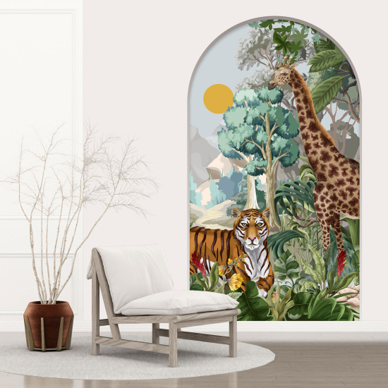 Adesivo Murale - Illusione ottica - Arco per Bambini - Giungla Animali