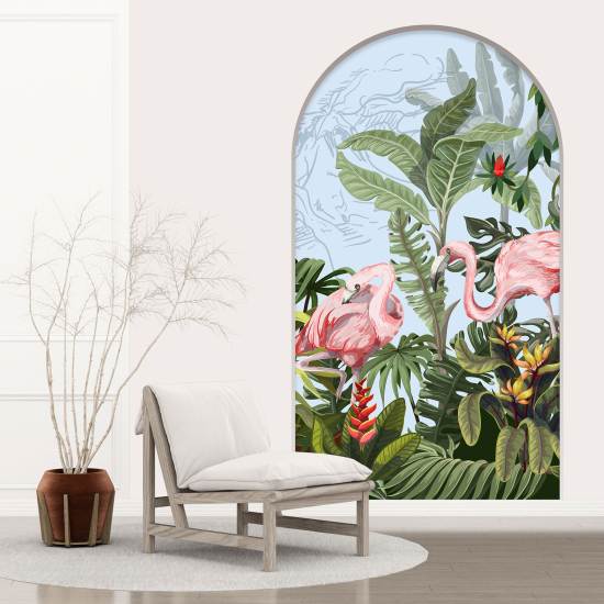 Adesivo Murale - Illusione ottica - Arco per Bambini - Volta - Fenicotteri rosa