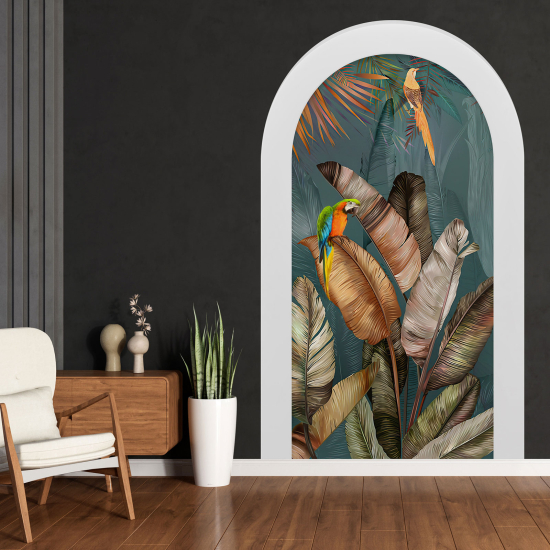 Adesivo Murale - Illusione ottica - Arco - Piante tropicali