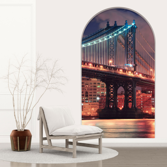 Adesivo Murale - Illusione ottica - Arco - Ponte New York