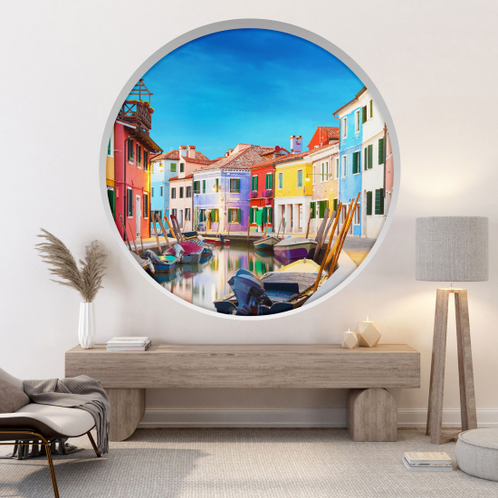 Adesivo Murale - Illusione ottica - Arco rotondo - Burano