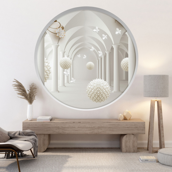Adesivo Murale - Illusione ottica - Arco rotondo - Colonnato Effetto 3D
