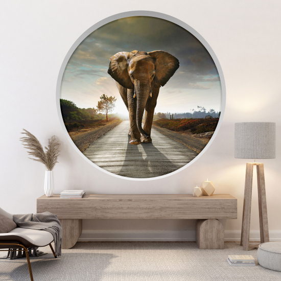 Adesivo Murale - Illusione ottica - Arco rotondo - Elefante