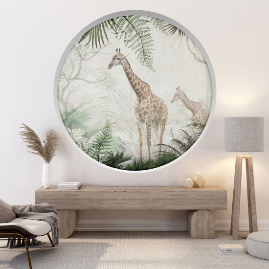 Adesivo Murale - Illusione ottica - Arco rotondo - Giraffe