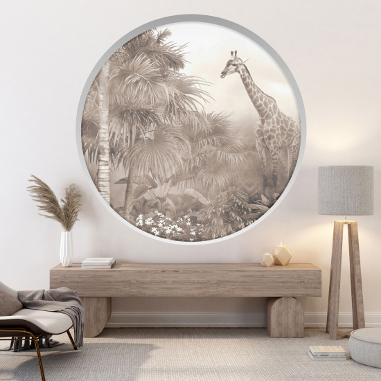Adesivo Murale - Illusione ottica - Arco rotondo - Giraffe